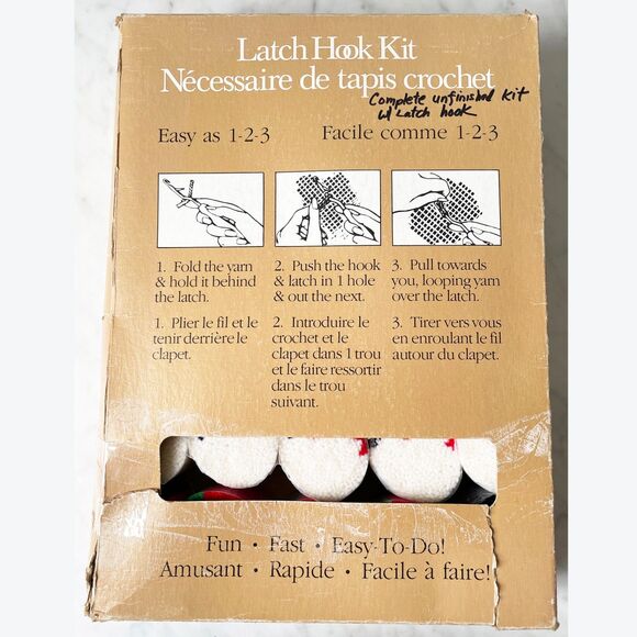 Ho Ho Santa Vintage Christmas Latch Hook Kit Caron Open-Complete With Latch Hook - Picture 7 of 7